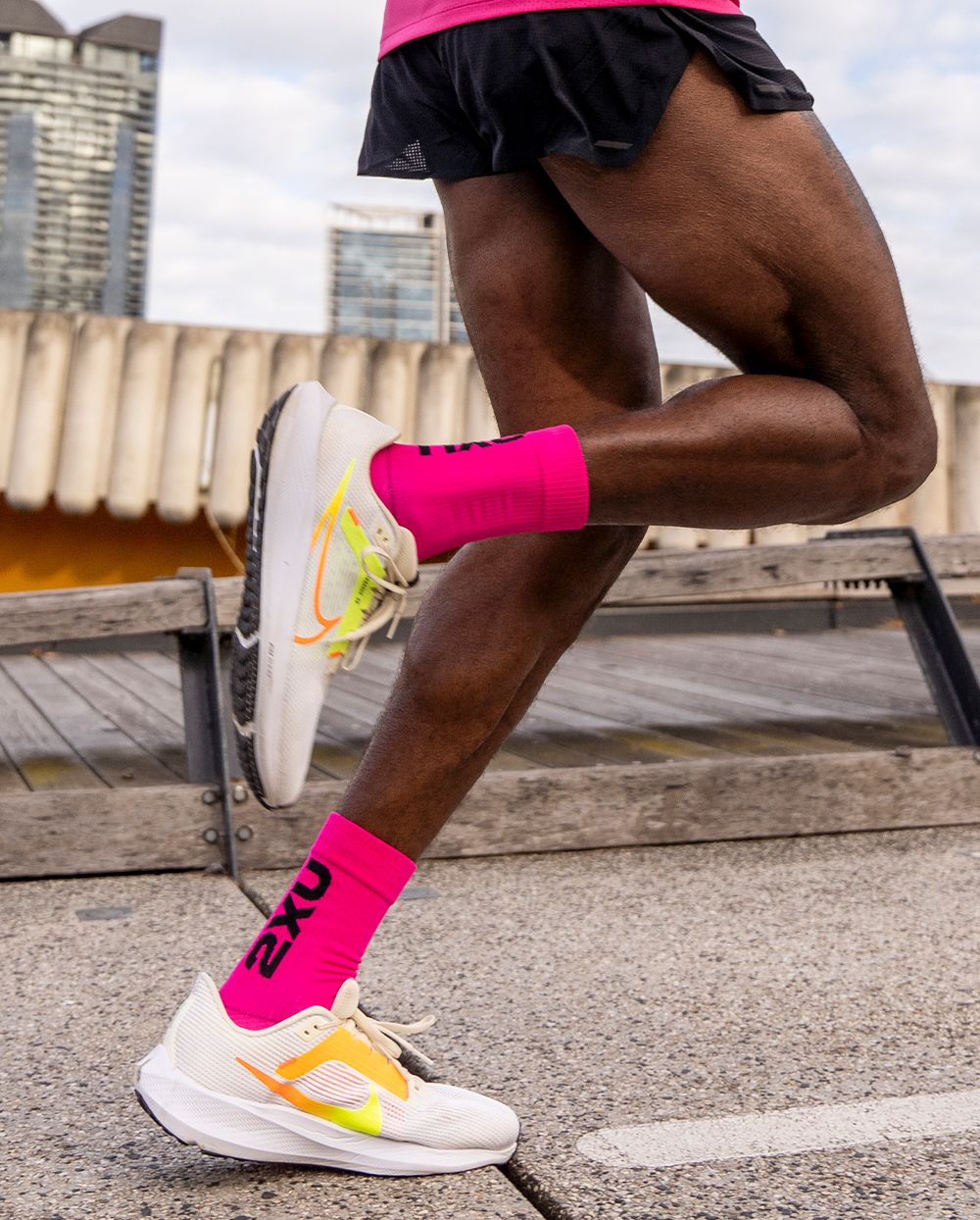 Vectr Light Cushion Crew Socks, Fuchsia/Black