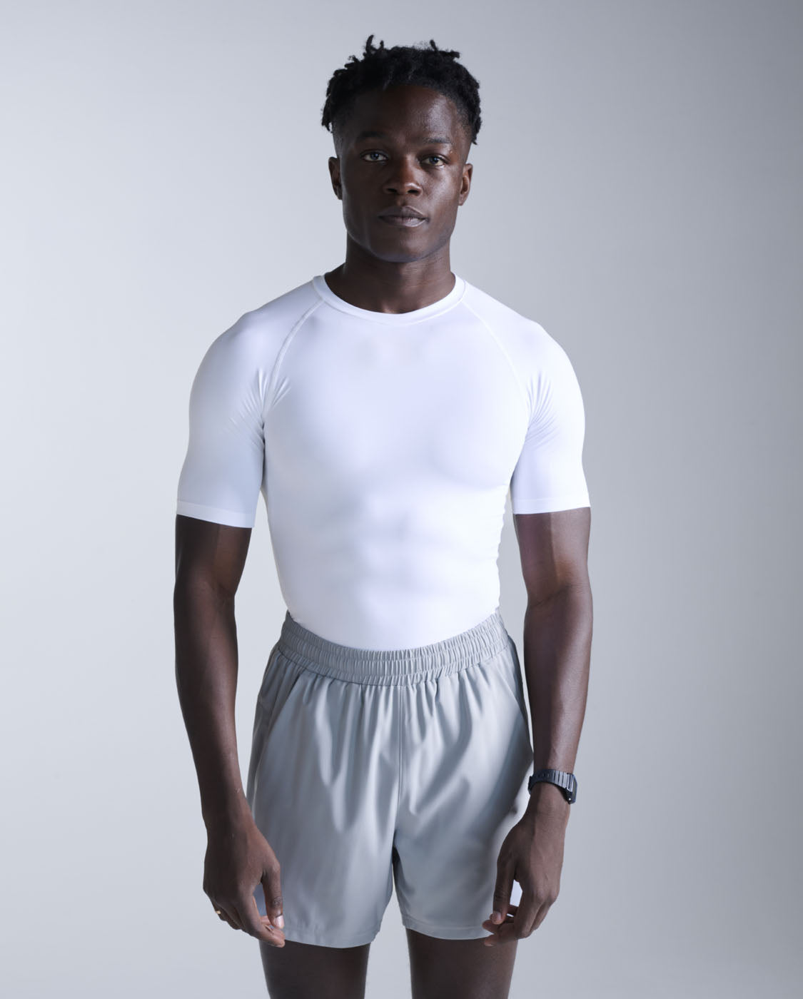 Core Compression Short Sleeve, White/White