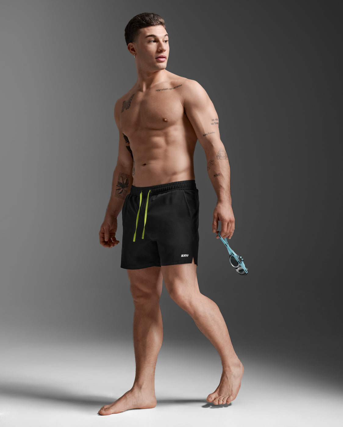 Aero Hybrid Swim Shorts, Black/White