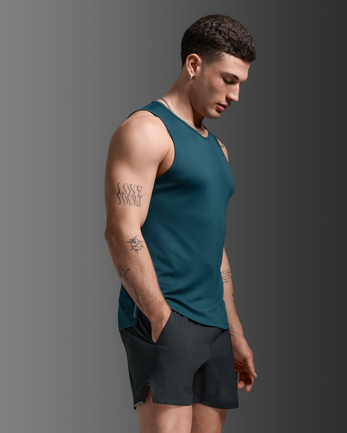 Aero Mesh Tank, Dark Moss/Silver Reflective