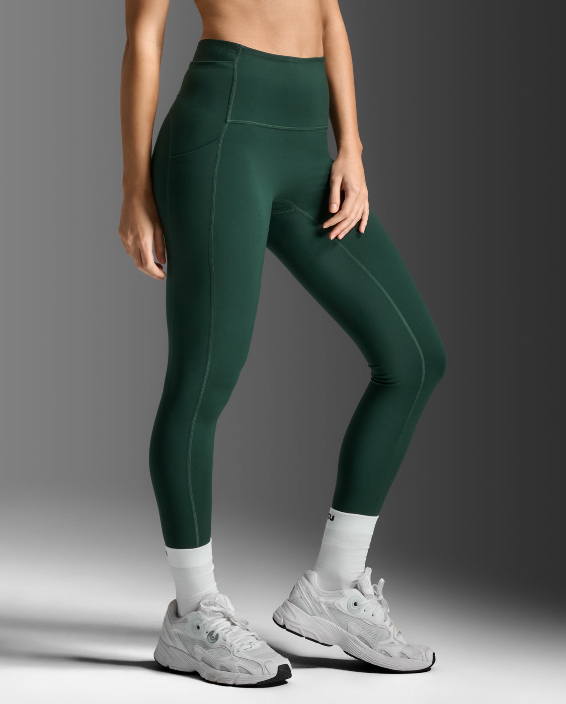 Form Stash Hi-Rise Compression Tights, Ever Green/Ever Green