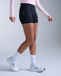 Aero Mesh Hi-Rise Compression 4 Inch Shorts, Black/Silver Reflective