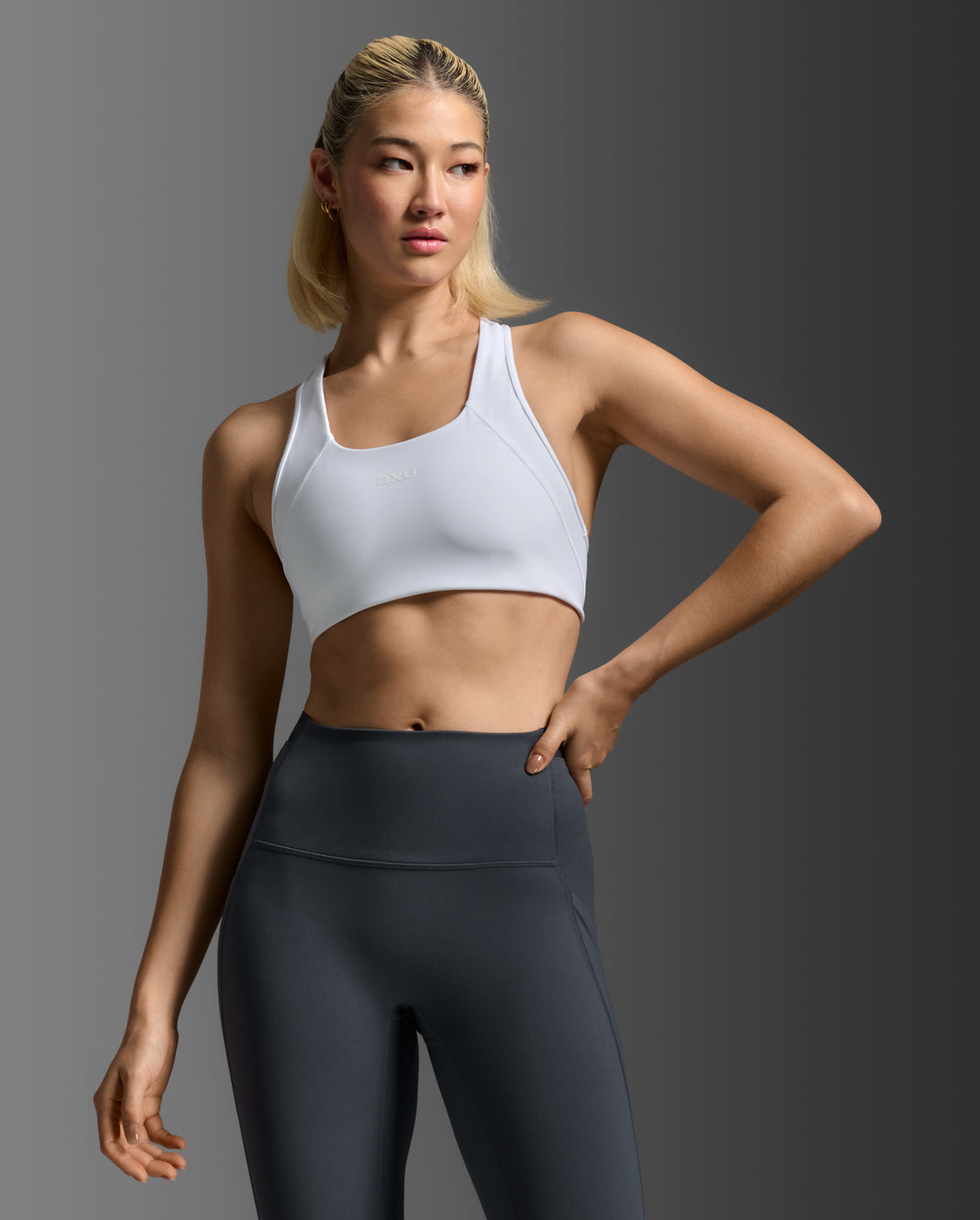 Form Racerback Medium Impact Bra, White/White