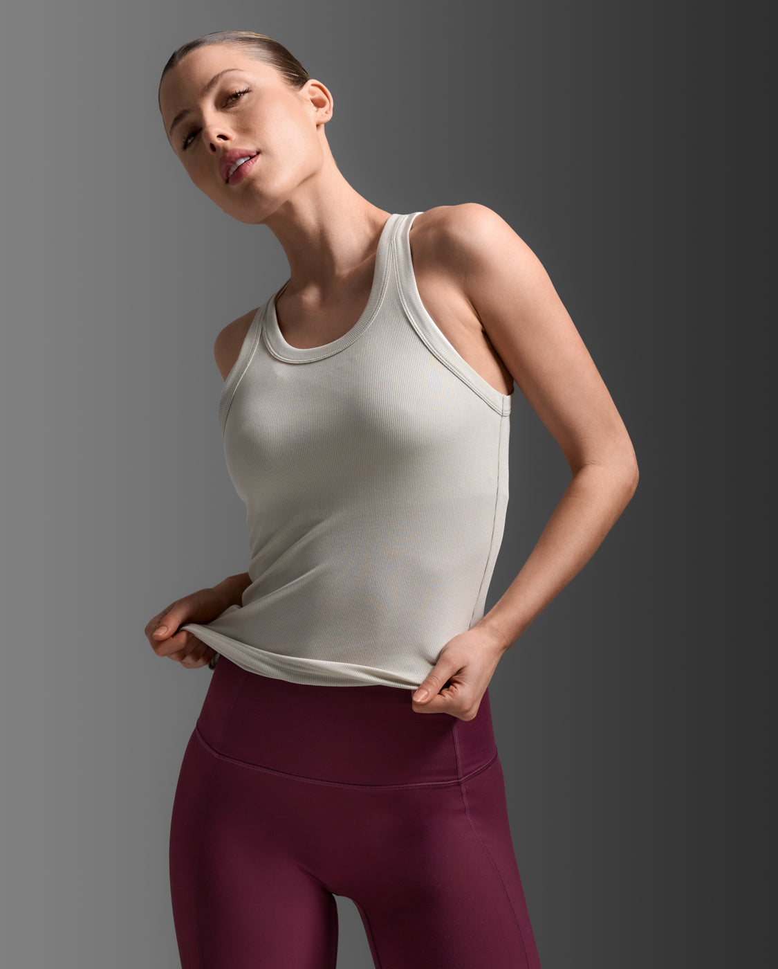 Fluid Modal Ribbed Tank, Moon/White