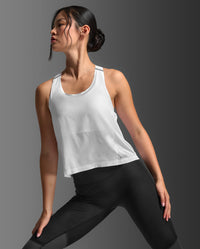 Light Speed React Crop Singlet, White/Silver Reflective