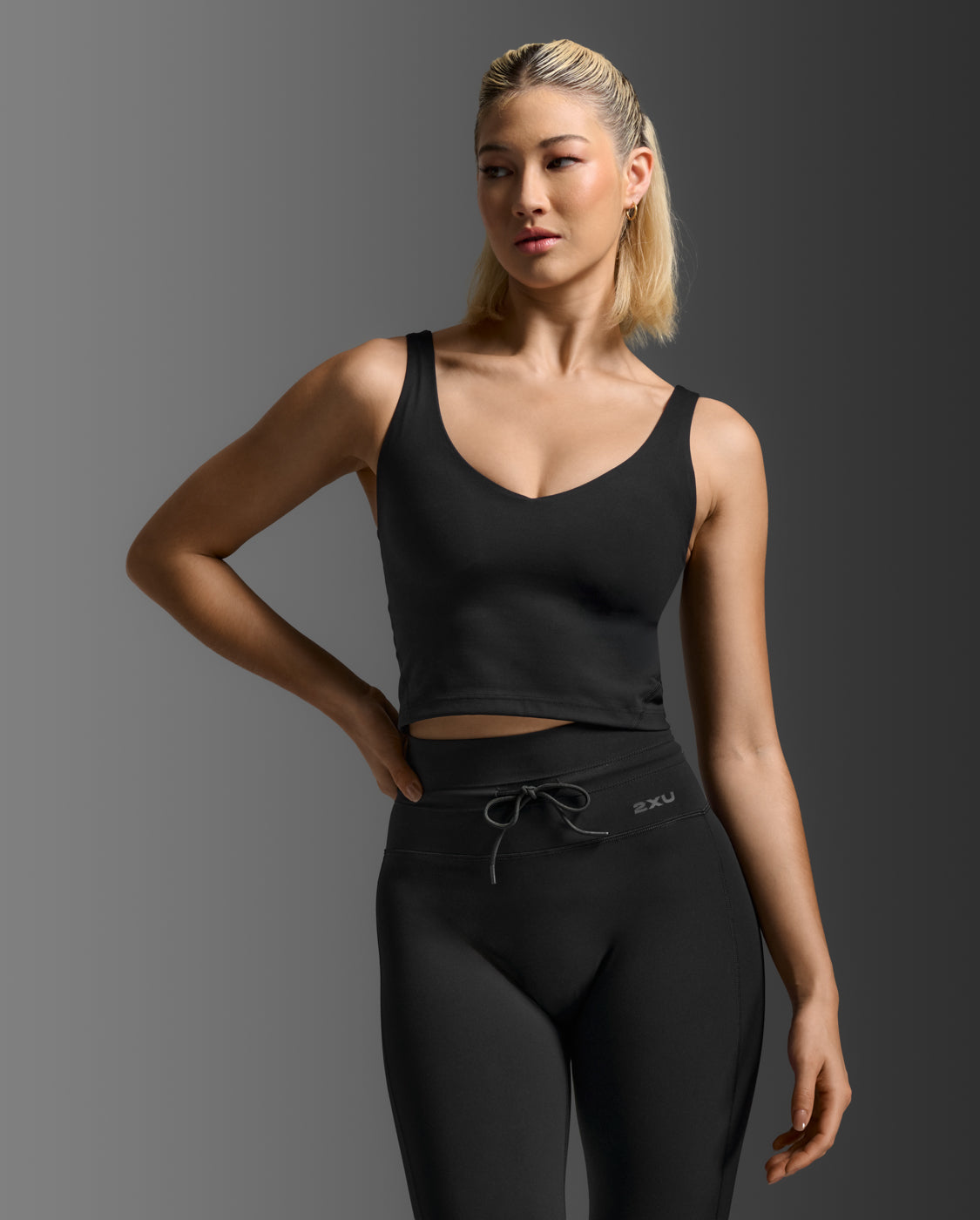Fluid Longline Bra, Black/Black