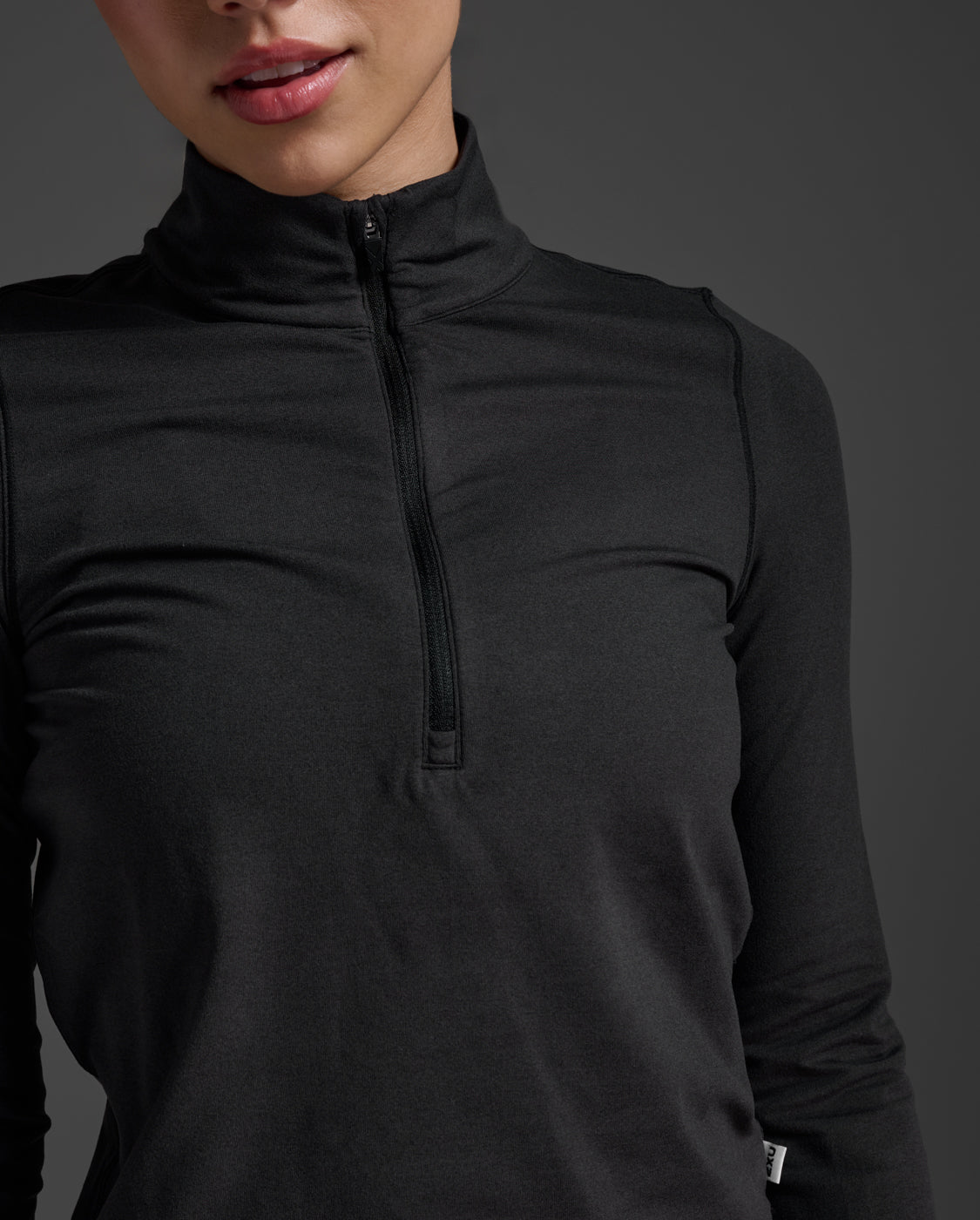 Flex Crop 1/2 Zip Long Sleeve, Black/Black