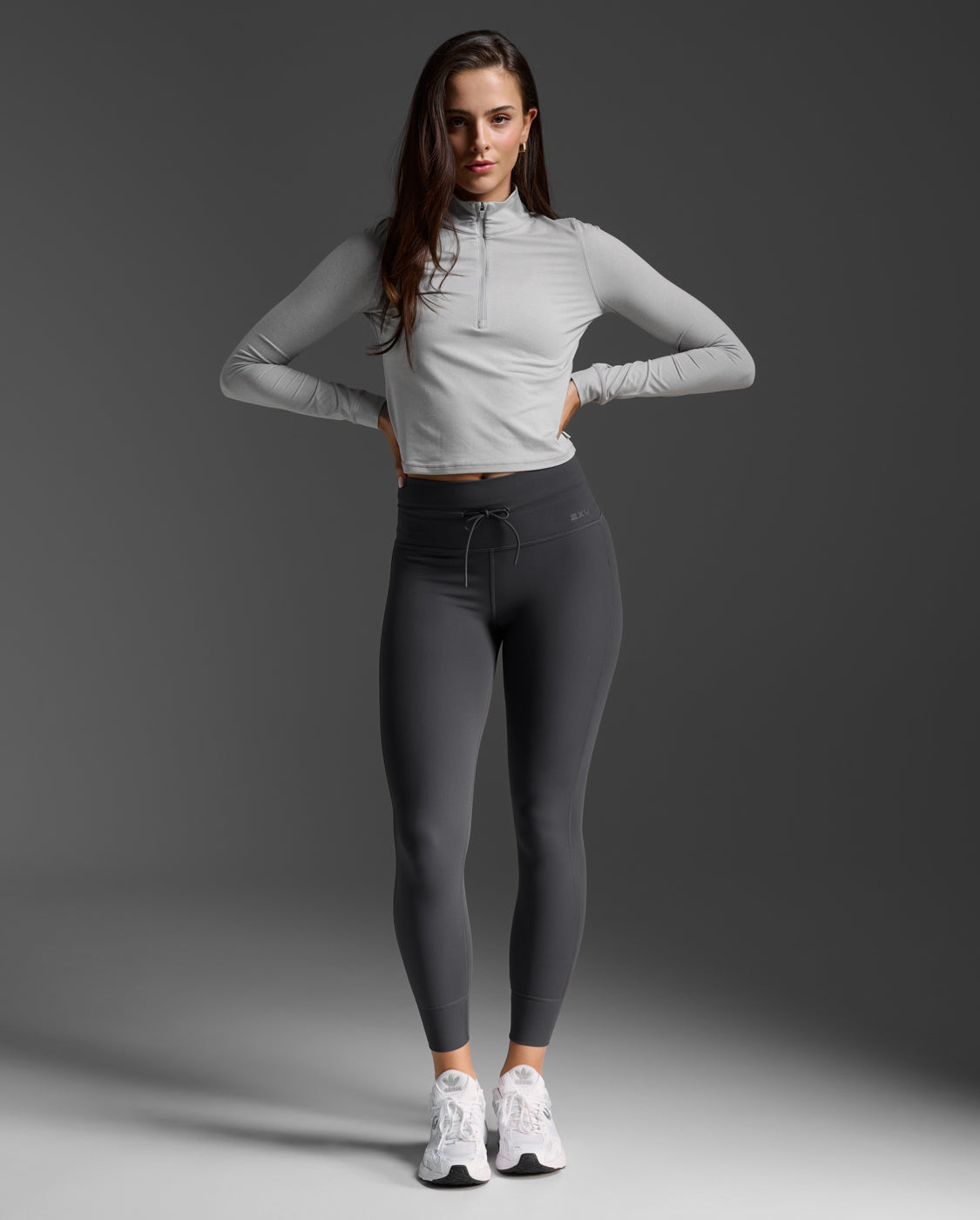 Flex Crop 1/2 Zip Long Sleeve, Harbor Mist/Harbor Mist