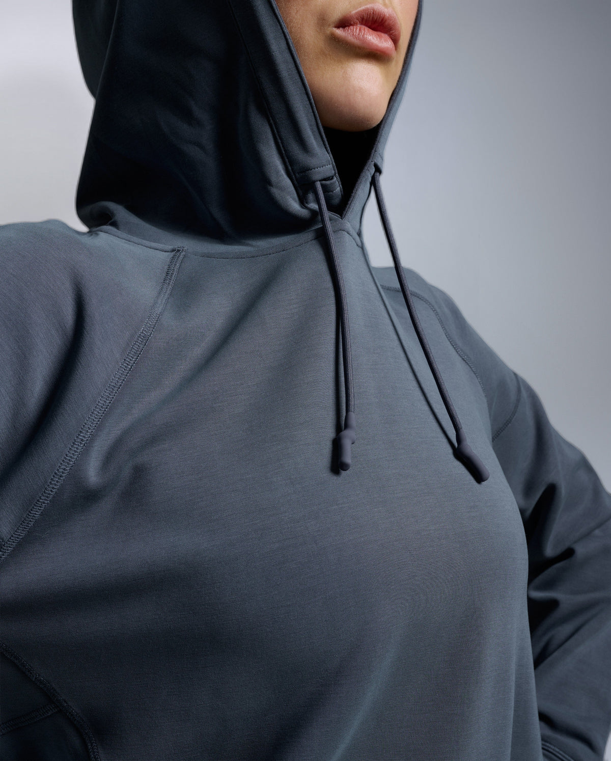 Wonderluxe Sand Washed Cropped Hoodie, India Ink/White