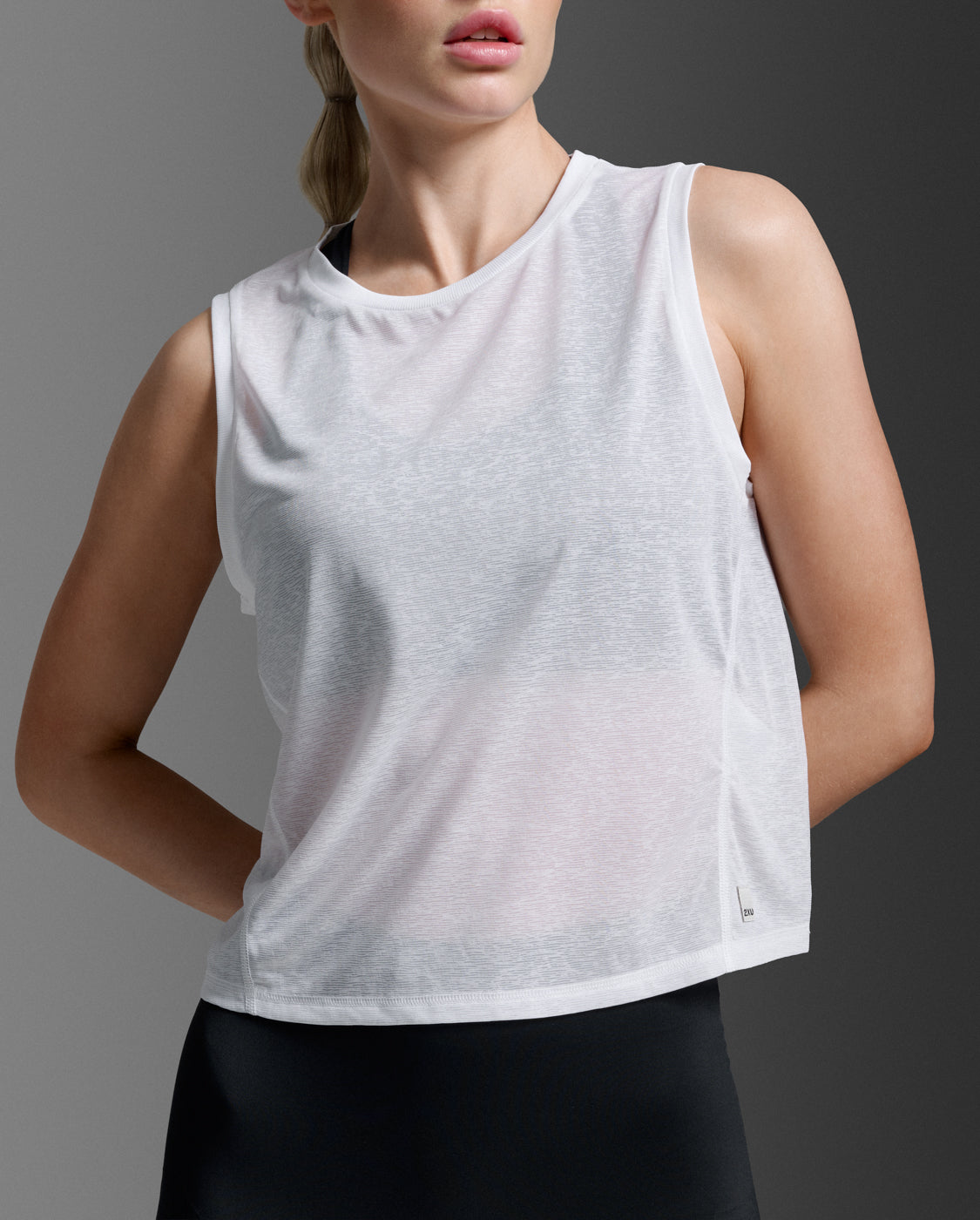 Relight Crop Tank, White/White